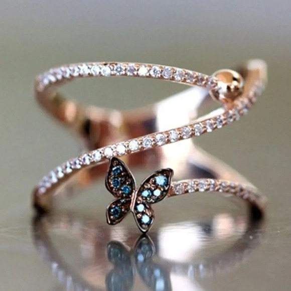 ✨ Irregular Thin Lines Twisted Trendy Butterfly Rings for Women, EVGG1411 - Picture 1 of 6